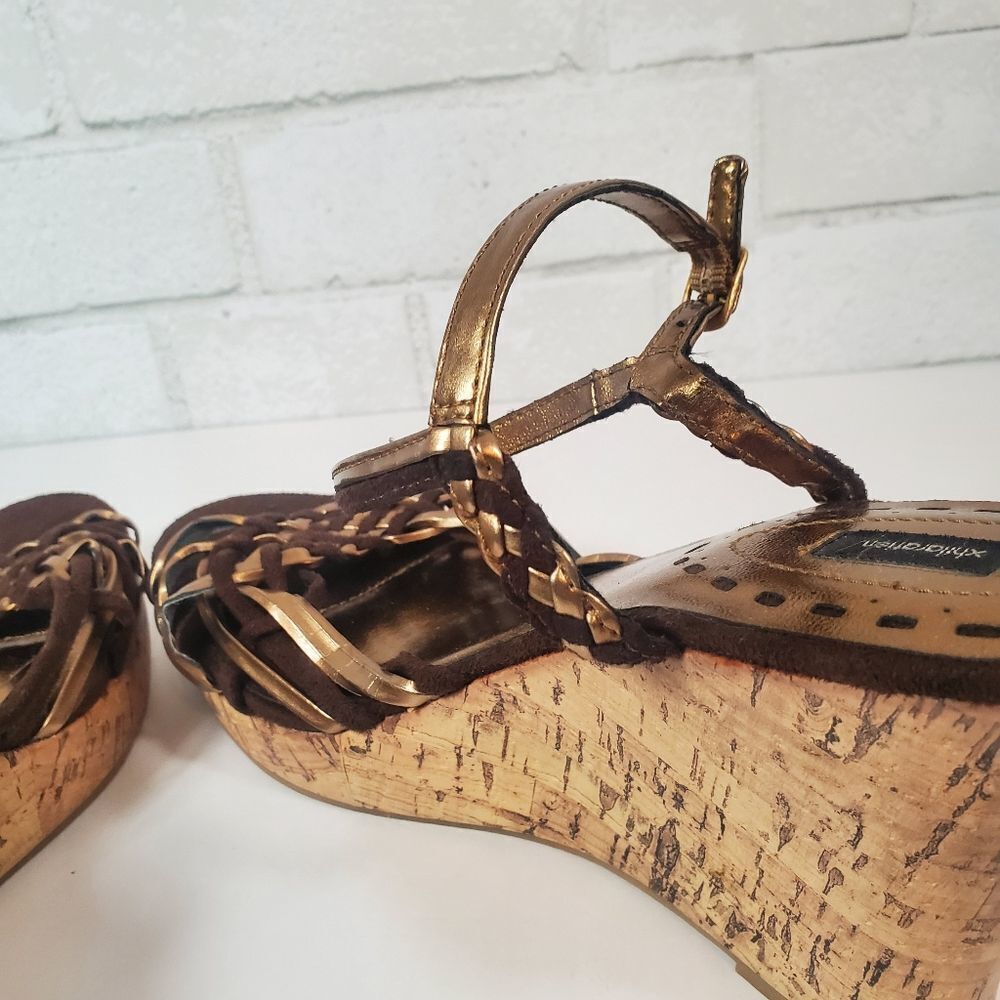 Xhilaration brown and gold wedges - Picture 10 of 13